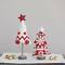 Hello Honey® 17" Red & White Handmade Wool Felt Christmas Tree with Applique, Embroidery & Wood Slice Base